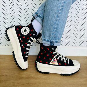 🍒Converse Run Star Hike Hi Women Shoes Sz 6.5 Platform Cherries Black A08113C🍒